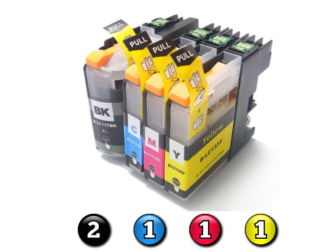 Compatible Brother LC131XL/LC133 ink cartridges 5 Pack Combo (2BK/1C/1M/1Y)